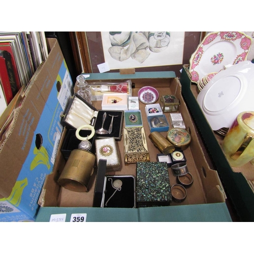 359 - BOX TO INCL JEWELLERY BOXES, COSTUME JEWELLERY ETC