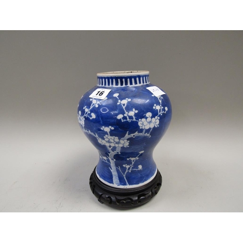 16 - ORIENTAL PRUNUS VASE AND STAND