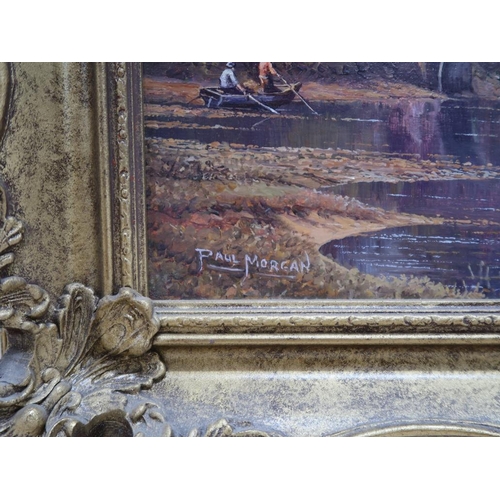 1362 - PAUL MORGAN - THE TWO ARCH BRIDGE, SIGNED OIL ON BOARD, FRAMED, 19CM X 24CM