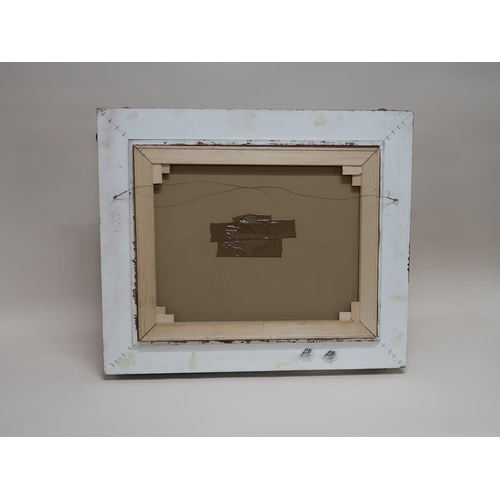 1365 - OELOGRAPH - FRENCH LANDSCAPE WITH POPPY FIELD AND TOWN, FRAMED 48CM X 60CM