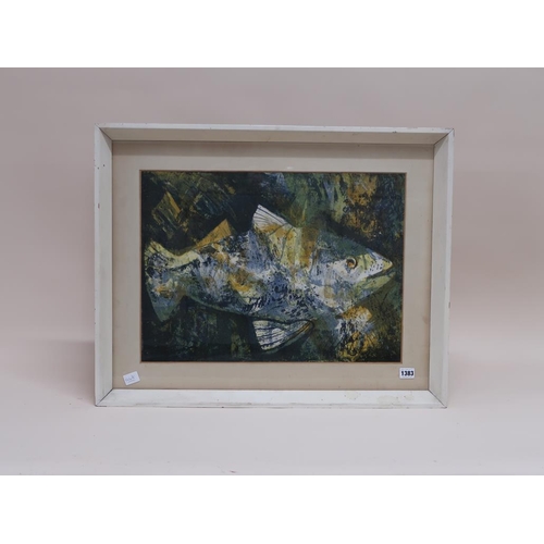 1383 - UNSIGNED FRAMED COLOURED PRINT - THE FISH, 40CM X 55CM