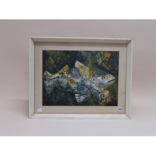 1383 - UNSIGNED FRAMED COLOURED PRINT - THE FISH, 40CM X 55CM