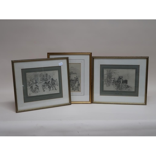 1388 - SERIES OF SIX F/G B&W SKETCH PRINTS BY C W ALLERS, EACH APPROX 20CMX 28CM
