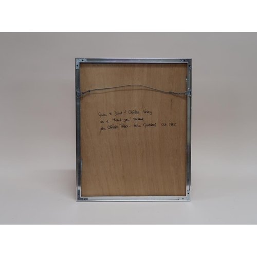 1390 - ORIENTAL FRAMED COLOURED PRINT - IRIS, 40CM X 30CM