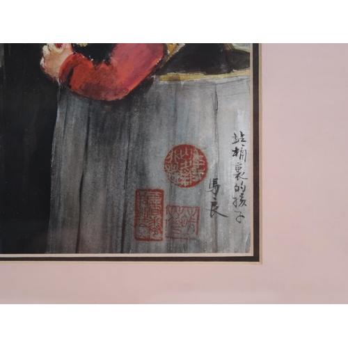 1401 - PAIR OF ORIENTAL WATERCOLOURS - GENTLEMAN AND A CHILD, F/G, 18CMX 13CM