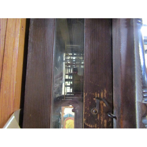 1420 - WALNUT CASED PENDULUM WALL CLOCK, 66CM H