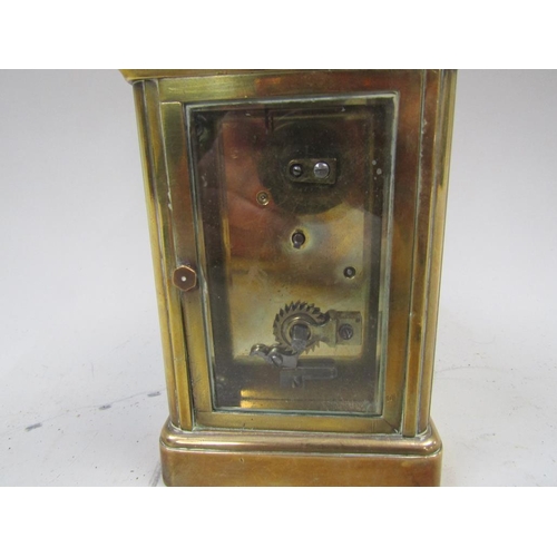 1538 - BRASS CASED CARRIAGE CLOCK, 12CM H