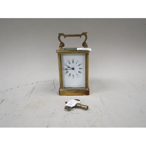 1538 - BRASS CASED CARRIAGE CLOCK, 12CM H