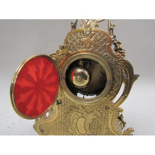 1545 - CAST BRASS FRENCH STYLE MANTEL CLOCK, 45CM H