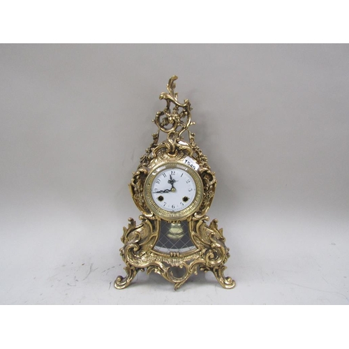 1545 - CAST BRASS FRENCH STYLE MANTEL CLOCK, 45CM H
