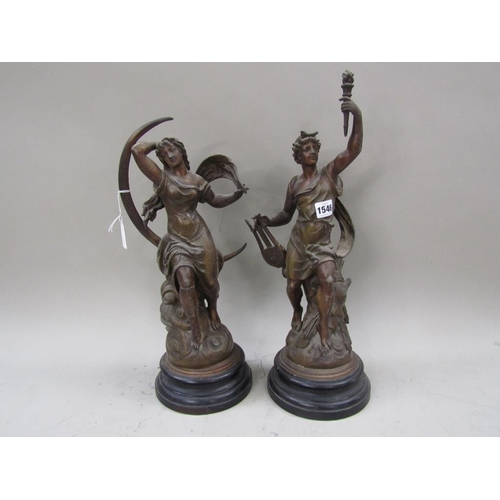 1546 - PAIR OF VICTORIAN PATINATED SPELTER CLASSICAL FIGURES, APPROX 48CM H
