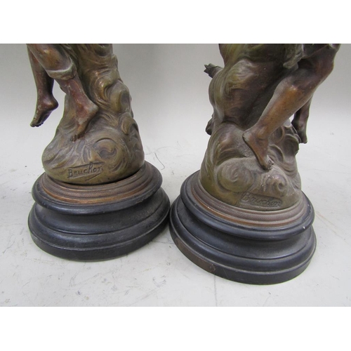1546 - PAIR OF VICTORIAN PATINATED SPELTER CLASSICAL FIGURES, APPROX 48CM H