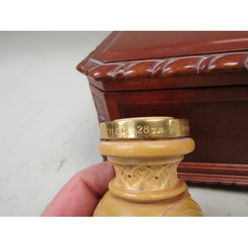 1558 - COMMEMORATIVE SHIPS LAUNCH BOX AND GAVEL, BY UPPER CLYDE SHIPBUILDERS LTD, MV WELSH CITY , LAUNCHED ... 