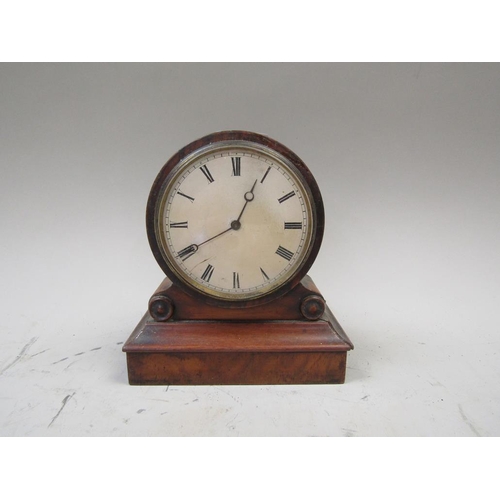 1570 - LATE 19C/EARLY 20C WALNUT CASED MANTEL CLOCK, 16CM H