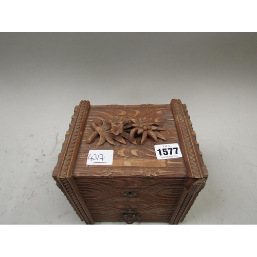 1577 - CARVED WOOD JEWEL BOX
