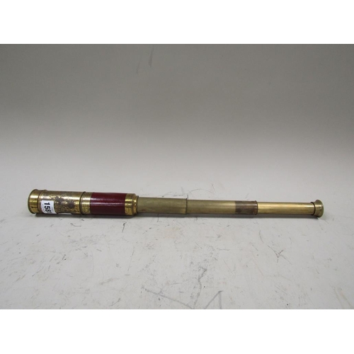 1581 - TOZER OF TORQUAY THREE DRAWER BRASS TELESCOPE, 60CM OPEN
