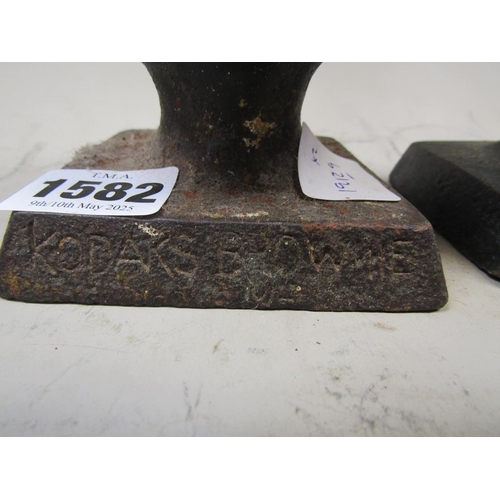 1582 - PAIR OF KODAK BROWNIE CAST FIGURES, 18CM H