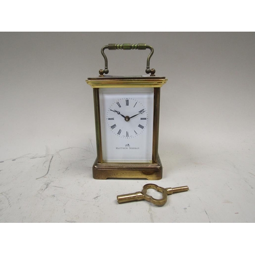 1583 - MATTHEW NORMAN BRASS CASED CARRIAGE CLOCK, 15CM H
