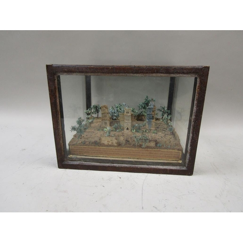 1584 - CASED MODEL OF THE RUINS OF BRAMBLETYE HOUSE, FOREST ROAD, CASE 36CM W