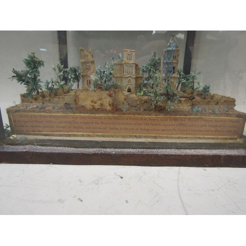 1584 - CASED MODEL OF THE RUINS OF BRAMBLETYE HOUSE, FOREST ROAD, CASE 36CM W