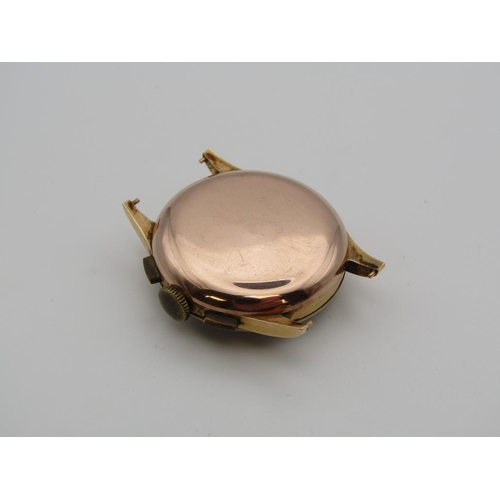 1605 - 18CT GOLD CASED AND 9ct BACKED CHRONOGRAPH SUISSE AGARI  WATCH MOVEMENT WITH AN UNATTACHED PLATED ST... 