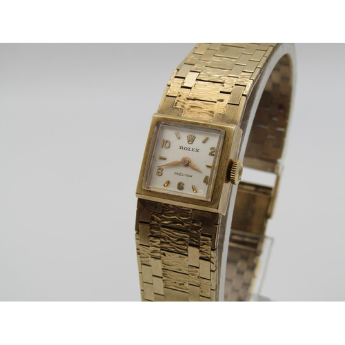 1607 - ROLEX PRECISION 9ct GOLD LADIES WATCH