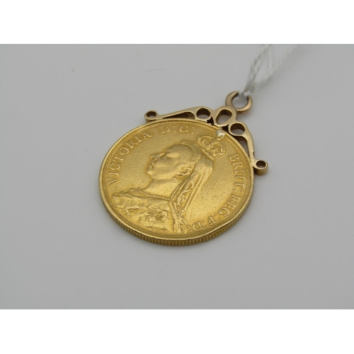 1612 - 1887 £2 (DOUBLE SOVEREIGN) ON ATTACHED PENDANT MOUNT