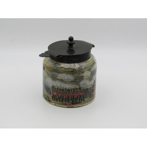 1614 - PRATTWARE POT WITH ATTACHED SILVER LID, THE BATTLE OF THE ALMA 20 SEPTEMBER 1854