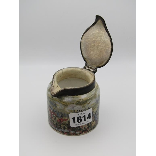 1614 - PRATTWARE POT WITH ATTACHED SILVER LID, THE BATTLE OF THE ALMA 20 SEPTEMBER 1854