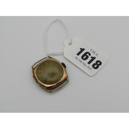 1618 - 9ct GOLD WATCH MOVEMENT CASE MARKED BWC