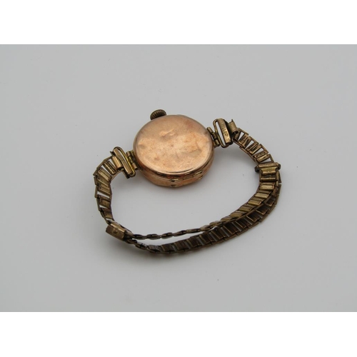 1621 - 9CT GOLD WATCH WITH ATTACHED PLATED STRAP