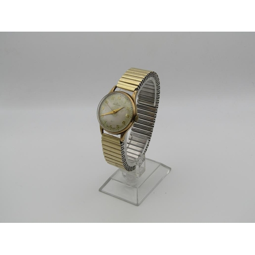 1627 - ZENITH 9ct GOLD CASED GENTS ON EXPANDING PLATED STRAP
