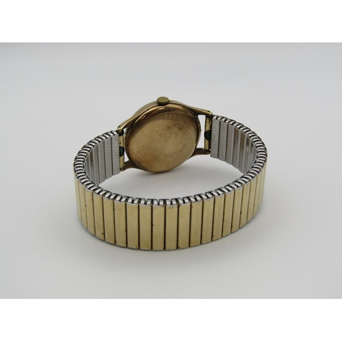 1627 - ZENITH 9ct GOLD CASED GENTS ON EXPANDING PLATED STRAP