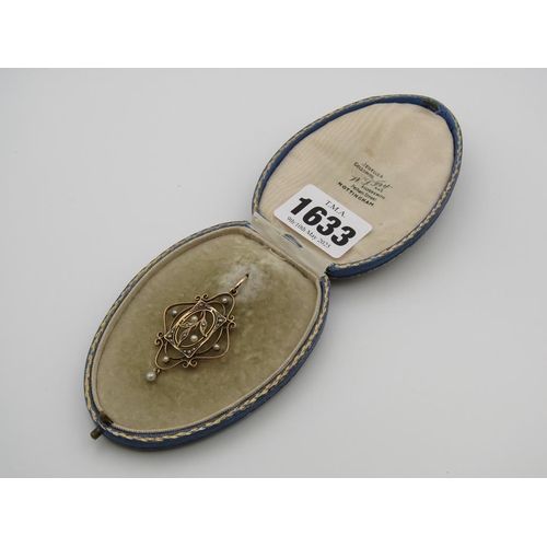1633 - 9ct GOLD SEED PEARL PENDANT