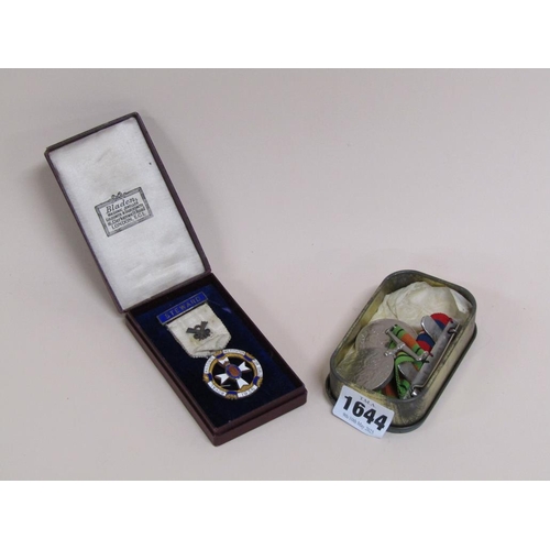 1644 - SILVER GILT AND ENAMEL MASONIC INSTITUTION FOR GIRLS MEDAL AND A GROUP OF TWO SECOND WORLD WAR MEDAL... 