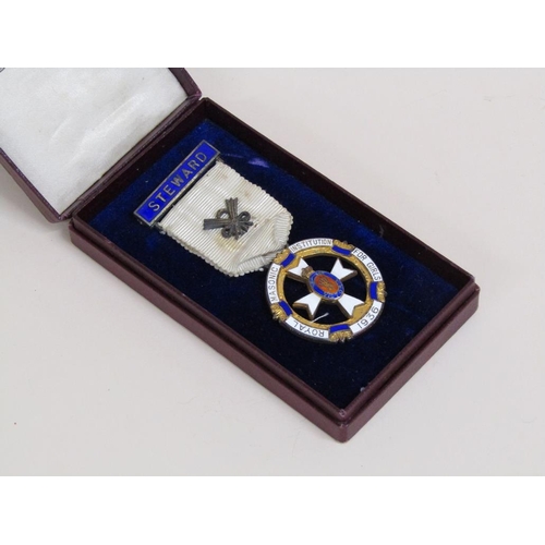 1644 - SILVER GILT AND ENAMEL MASONIC INSTITUTION FOR GIRLS MEDAL AND A GROUP OF TWO SECOND WORLD WAR MEDAL... 