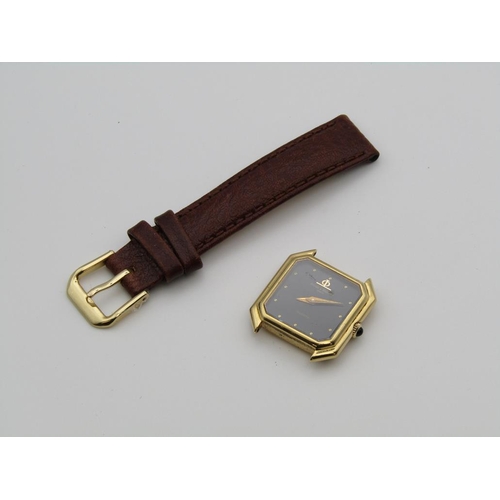 1646 - 18ct GOLD CASED BAUME AND MERCIER QUARTZ LADIES WATCH WITH UNATTACHED BROWN LEATHER STRAP IN ORIGINA... 