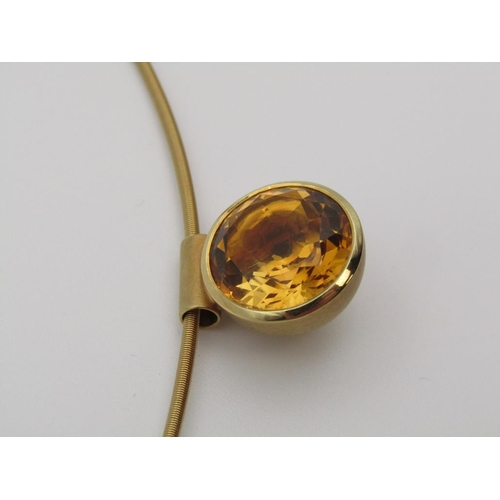 1647 - 18ct GOLD CITRINE SET PENDANT NECKLET