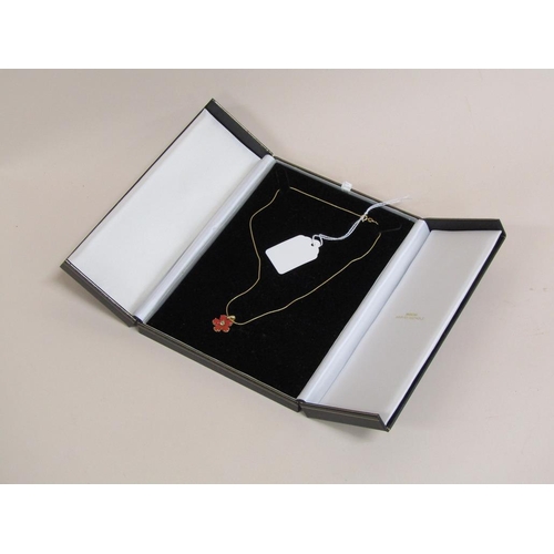 1648 - PASCAL FOR HARVEY NICHOLS 18ct GOLD NECKLACE WITH CORAL AND STONE SET PENDANT