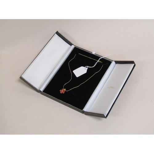 1648 - PASCAL FOR HARVEY NICHOLS 18ct GOLD NECKLACE WITH CORAL AND STONE SET PENDANT