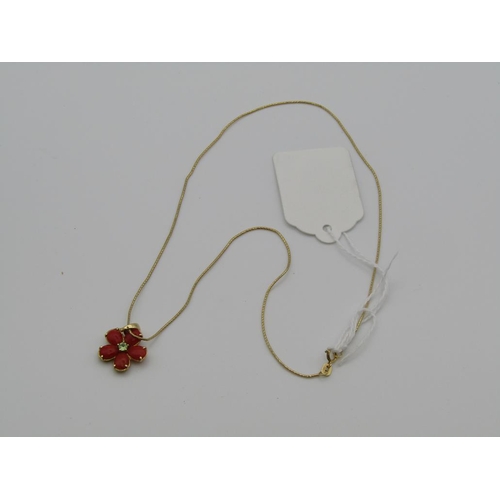 1648 - PASCAL FOR HARVEY NICHOLS 18ct GOLD NECKLACE WITH CORAL AND STONE SET PENDANT