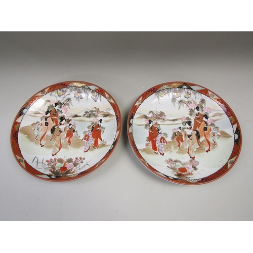 1961 - PAIR EARLY 20c KUTANI CIRCULAR DISHES - 33cms DIA