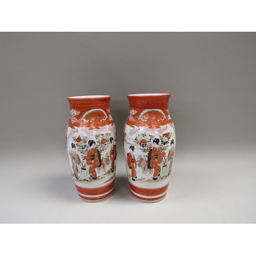 1965 - PAIR JAPANESE KUTANI VASES DECORATED WITH FIGURES, 30cms H