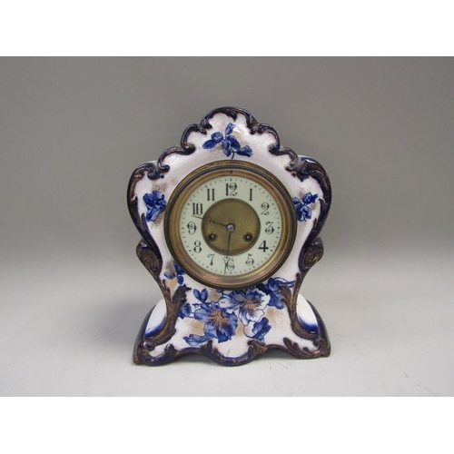 1984 - LATE 19c MANTEL CLOCK IN CERAMIC CASE, 31cms H