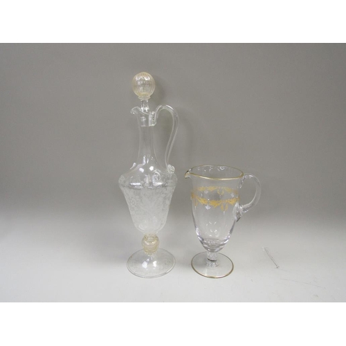 1997 - VENETIAN CLARET JUG (42cms H) AND ONE JUG