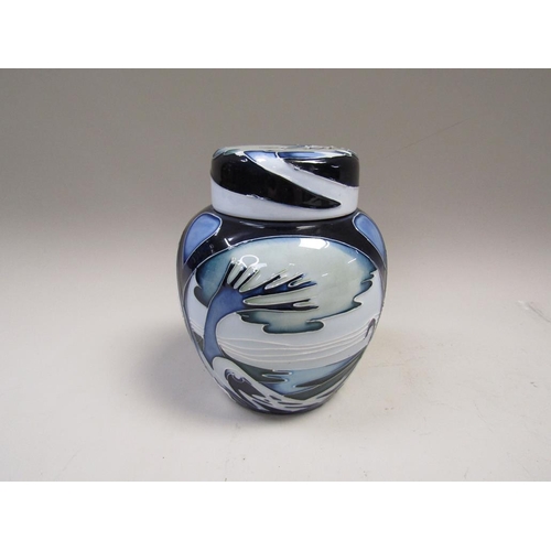 1999 - MOORCROFT GINGER JAR AND COVER MARKED SECOND QUALITY TO BASE - 16cms H