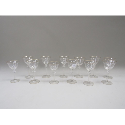 2006 - COLLECTION OF FRENCH CRYSTAL GLASSES WITH GILDED RIMS - 18cms LARGEST H