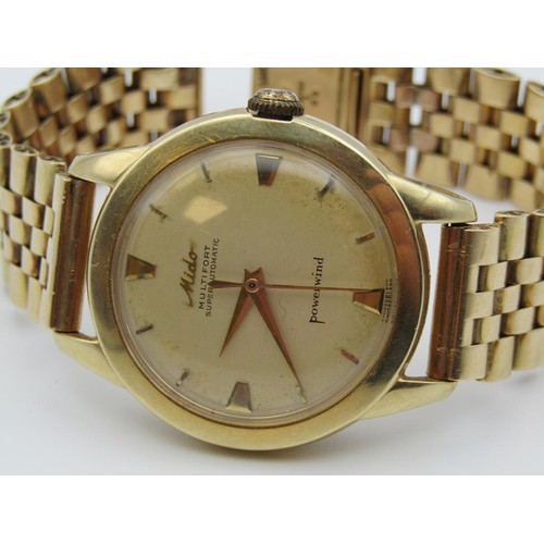 1631B - 14ct GOLD MIDO MULTIFORT SUPER AUTOMATIC POWER WIND GENTS WATCH