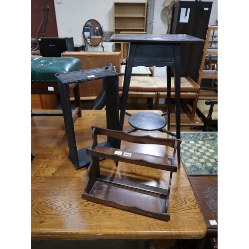 619 - OCCASIONAL TABLE AND TWO SMALL SHELVES