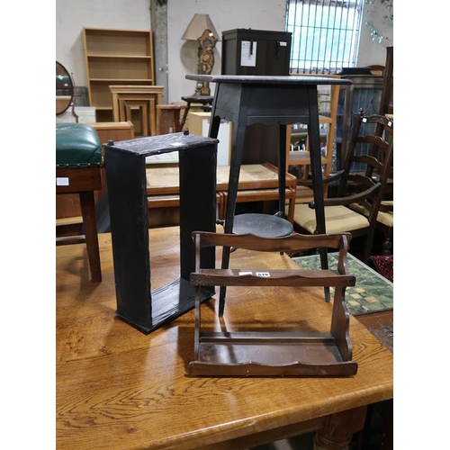 619 - OCCASIONAL TABLE AND TWO SMALL SHELVES
